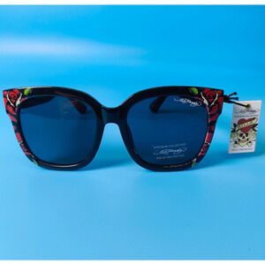 Ed Hardy Love Kills Slowly Collection Sunglasses UV Protective Black w/Roses
